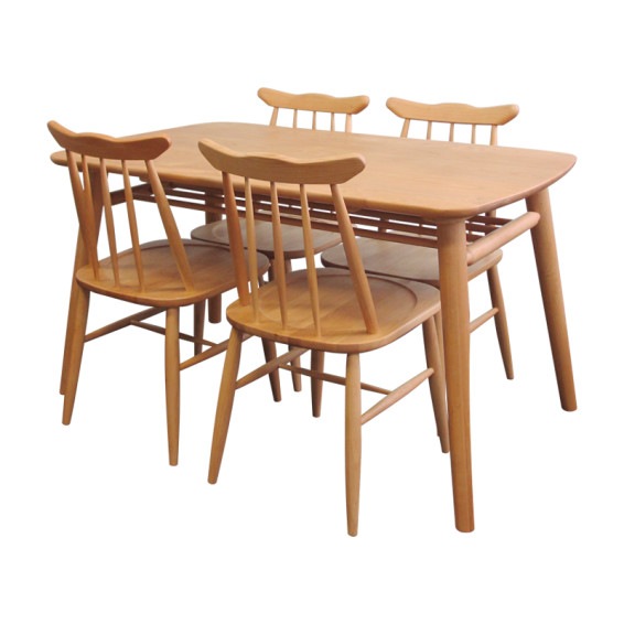 ダイニングテーブル 5点セット カントリー風【テーブル幅130cm】天然木使用