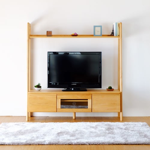 テレビボード 壁面収納 ナチュラル EZ【幅135cm】天然木