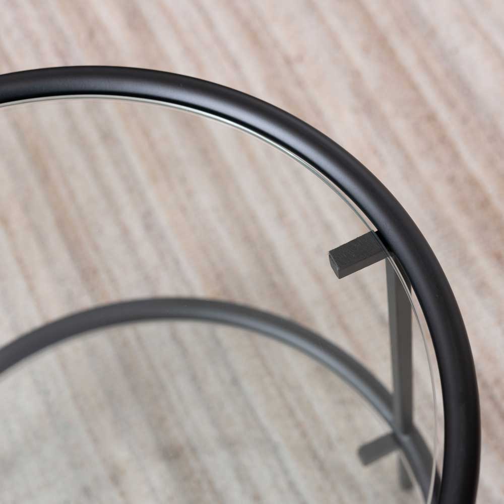 ガラス×ブラックアイアンの2段サイドテーブル｜シンプルモダンなネスト