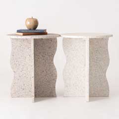 石目調テラゾー柄サイドテーブル｜波型デザインで空間映えするおしゃれインテリア