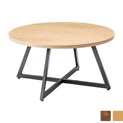 木目の表情を愉しむ円形ローテーブル｜アイアン脚で魅せるモダン空間