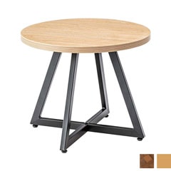 木目の表情を愉しむ円形サイドテーブルM｜アイアン脚で魅せるモダン空間