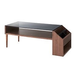 モダンインテリアにあうブラックガラス天板のセンターテーブル｜幅105cm