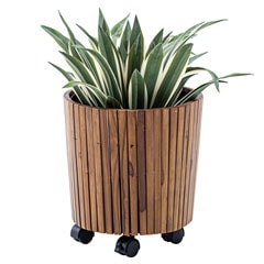 キャスター付きプランター｜天然木チーク｜インテリアグリーン