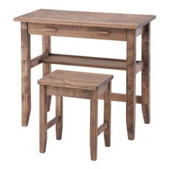 木目を楽しむ天然木のデスク＆スツールセット