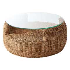 アバカ ガラステーブル｜リゾート感感じる天然素材のセンターテーブル