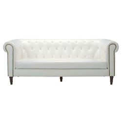 クラシカルな鋲打ちソファ ホワイト 3人掛けソファ