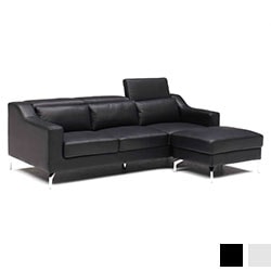 スツールがセットになった応接室向きレザーソファ モダンテイスト