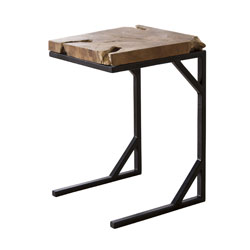 味わいあるチーク無垢材のサイドテーブル | 座面の高さ47cm