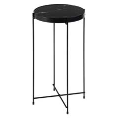 石目調×ブラックスチールのサイドテーブル｜シンプル＆スタイリッシュなモダンデザイン 幅32cm