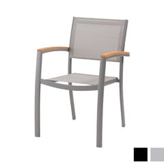 ダイニングチェアチェア｜メッシュ×天然木アーム付き｜軽量アルミ＆スタッキング対応