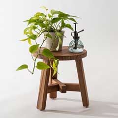 天然木チークの丸スツール｜職人仕上げのサイドテーブル