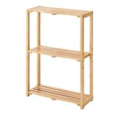 天然木製北欧風ラック｜3段棚スリム収納