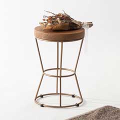 チーク×ゴールド脚スツール｜異素材ミックスの上質インテリア