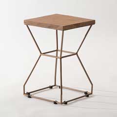 チーク×X脚サイドテーブル｜異素材が映えるハンドメイド家具
