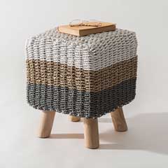 手編みスクエアスツール｜天然素材×マルチカラーで個性を演出