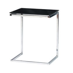 スタイリッシュなスチール脚のガラスサイドテーブル | ブラック | 幅45ｃｍ