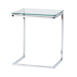 スタイリッシュなスチール脚のガラスサイドテーブル | クリア | 幅45ｃｍ