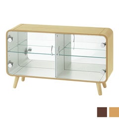 北欧風ローラック｜ミラー付きガラス扉で魅せるディスプレイ収納