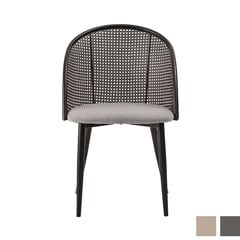 ラタン調ラウンドダイニングチェア｜かごめ編み×丸背もたれのモダンデザイン