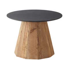 パイン古材×黒天板のローテーブル｜八角錐ベースで魅せるモダンナチュラルな一台｜幅60cm