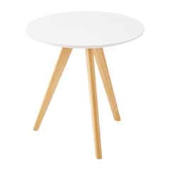 北欧ナチュラルな丸型サイドテーブル｜ホワイト天板×パイン材脚のやさしいデザイン