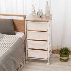ナチュラル空間になじむ帆布チェスト｜4段キャスター付き収納