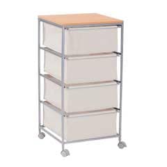 ナチュラル空間に映える布製チェスト｜軽やかで移動も簡単なキャスター付き4段収納