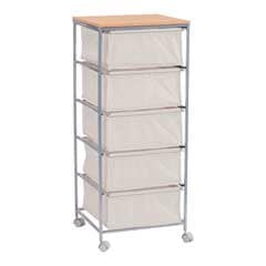 ナチュラル空間に映える布製チェスト｜軽やかで移動も簡単なキャスター付き5段収納