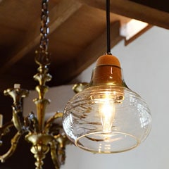 コルクとガラスシェードのペンダントライト | 1灯 | 丸型