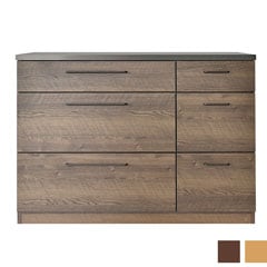 木目が映えるナチュラルモダンな引き出し付きキッチンカウンター｜特殊鋼板トップでお手入れ簡単｜幅120cm