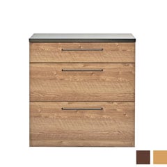 暮らしに馴染む木目調×特殊鋼板天板の引出しカウンター｜幅80cm