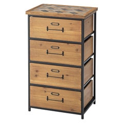 アイアンと木のコンパクトチェスト 4段 | 和の空間にあうインテリア