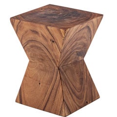 木目が美しい多角形天然木スツールA | アジアンインテリア