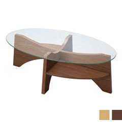 ガラス天板のセンターテーブル | オーバル型 | シンプルモダン