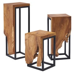 チーク材の形状を生かしたサイドテーブル｜プランタースタンド