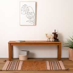 ヘリンボーンデザインのベンチ｜アカシア天然木｜ダイニングはもちろんエントランスにも