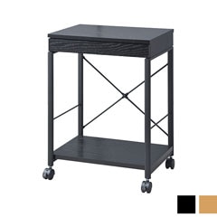 スチール×木目で魅せるモダンワゴン｜引き出し収納付きキャスタータイプ