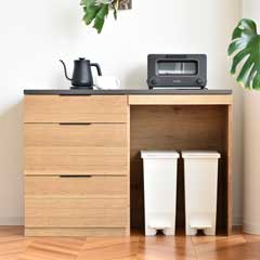 暮らしに寄り添うダストカウンター｜幅120cm｜毎日使いやすいステンレス天板のキッチン収納