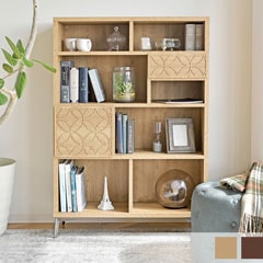 和モダンを感じる幾何学シェルフ｜木目が美しい上質ブックラック｜幅90cm