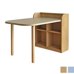 くすみカラーが映える北欧デスクシェルフ｜収納一体型デザイン｜ロータイプ