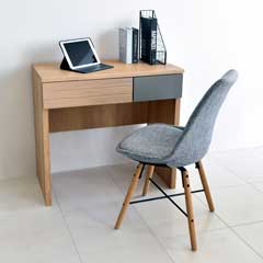 ナチュラル×グレーの北欧モダンデスク｜省スペースで使えるコンパクト設計｜幅80cm