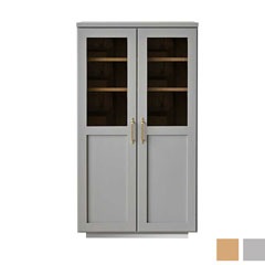 グレージュ×ゴールドのガラスキャビネット｜幅70cm｜上品に魅せる収納ショーケース