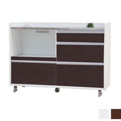 大容量の引き出しとスライド棚のオープンスペースがついたキッチンカウンター｜幅120cm｜PC