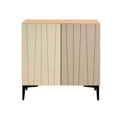 ベージュ×グレージュのリビングボード｜幅75cm｜繊細なラインが彩る上品モダン収納