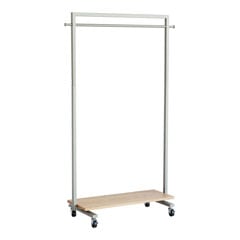 シンプルデザインの収納棚がついたハンガーラック