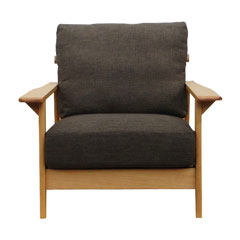 天然木の1人掛けソファ｜ブラウンのファブリック | ER | ナチュラルな家具