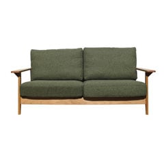 天然木の2.5人掛けソファ｜グリーンのファブリック｜ER｜ナチュラルな家具