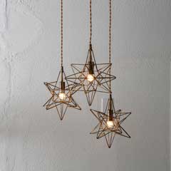 星が灯るように輝くおしゃれな3灯ペンダントライト｜ワイヤースター照明