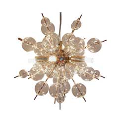 透明ガラスが舞う小ぶりバブルシャンデリア｜LEDが照らす上質モダンインテリア